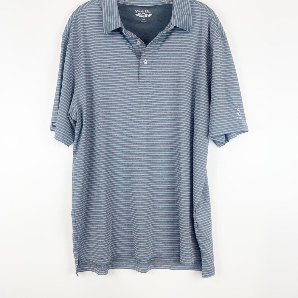 Straight Down Polo Shirt Mens Large Gray Blue Performance Annandale Golf Club L